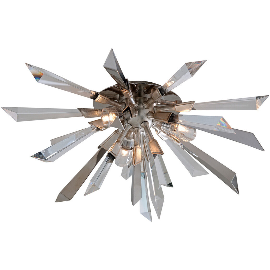 Inertia 3 Light 24 inch Warm Silver Leaf Flush Mount Ceiling Light