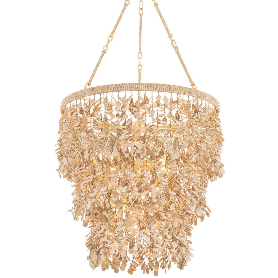 Naxos 12 Light 30 inch Vintage Gold Leaf Chandelier Ceiling Light