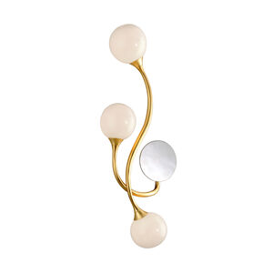 Signature 3 Light 12 inch Gold Leaf Wall Sconce Wall Light