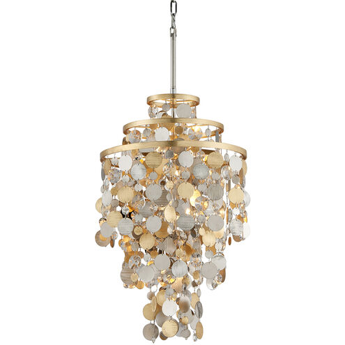 Ambrosia 18 inch Gold and Silver Leaf Pendant Ceiling Light