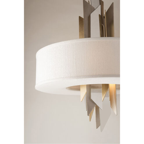 Modernist 8 Light 34 inch Polished Stainless with Silver and Gold Leaf Pendant Ceiling Light 