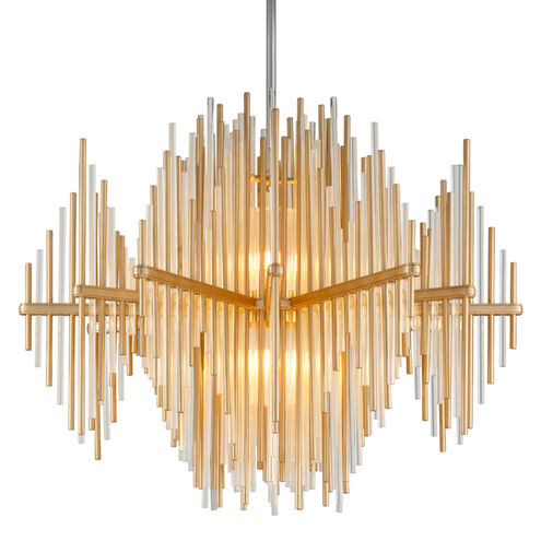 Theory LED 40 inch Gold Leaf with Polished Stainless Pendant Ceiling Light