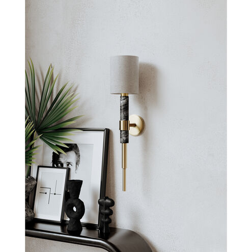 Solstice 1 Light 7 inch Vintage Brass & Black Marble Wall Sconce Wall Light