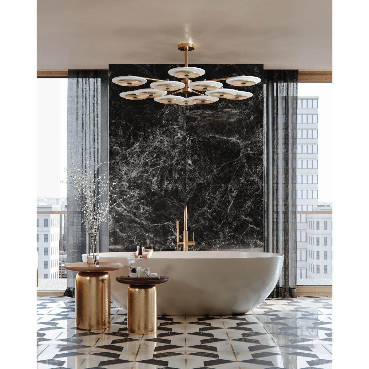 Topaz LED 57 inch Vintage Polished Brass Chandelier Ceiling Light