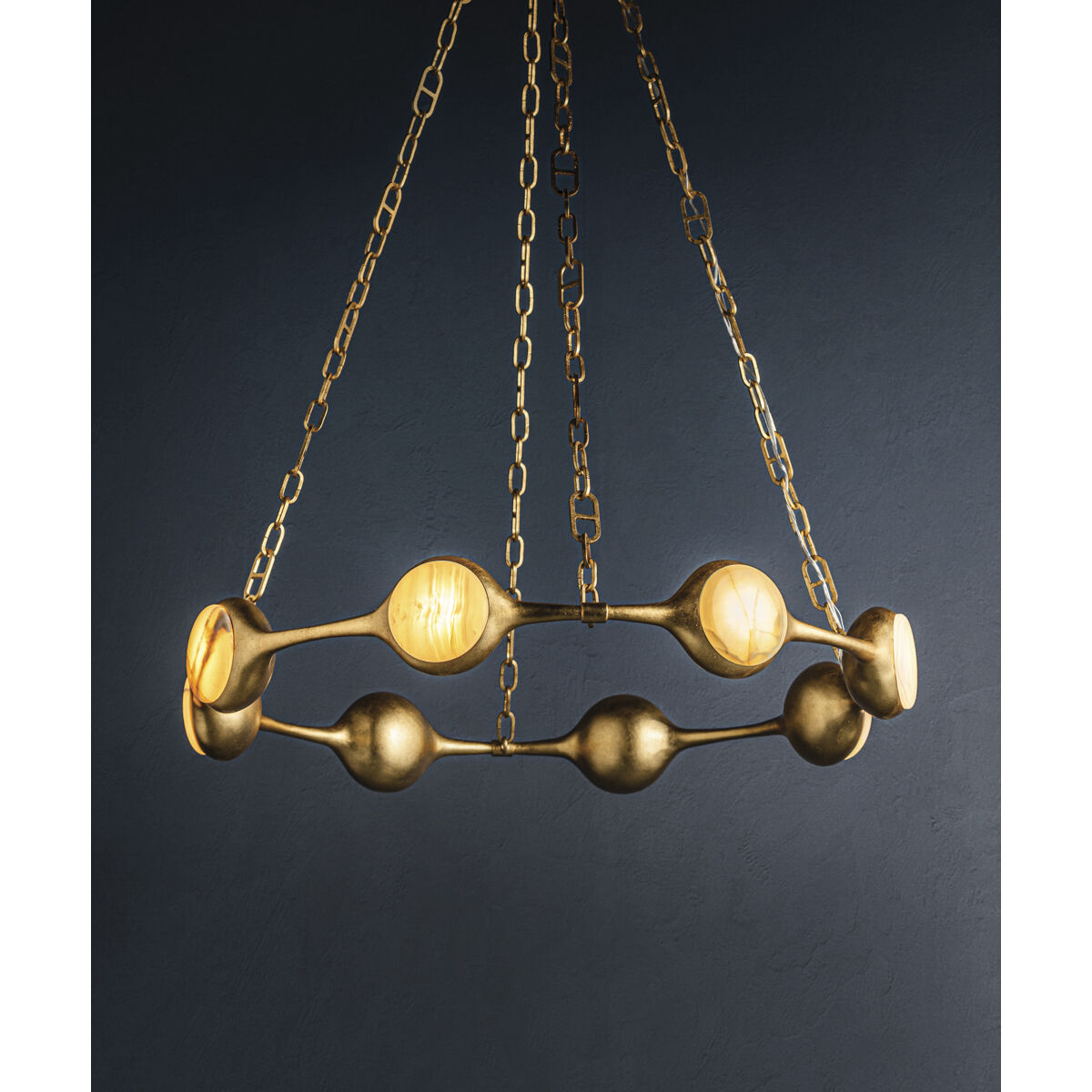 Riviere LED 40 inch Vintage Gold Leaf Chandelier Ceiling Light