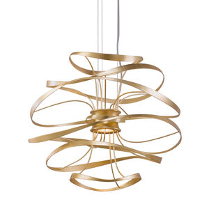 Calligraphy LED 18 inch Gold Leaf with Polished Stainless Accents Pendant Ceiling Light