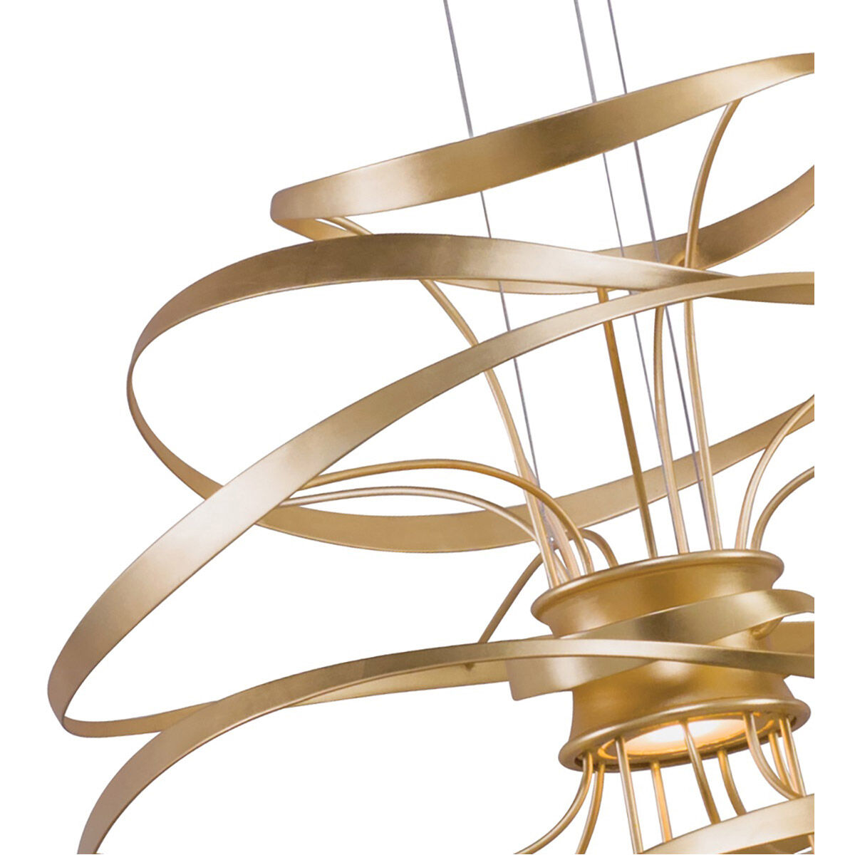 Calligraphy LED 26 inch Gold Leaf with Polished Stainless Accents Pendant Ceiling Light in 24.00