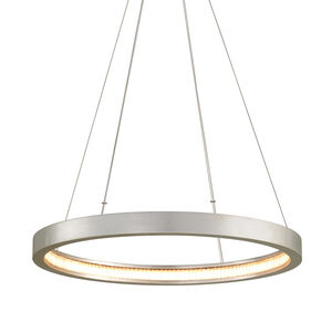 Jasmine LED 28 inch Silver Leaf Pendant Ceiling Light, Circular Frame