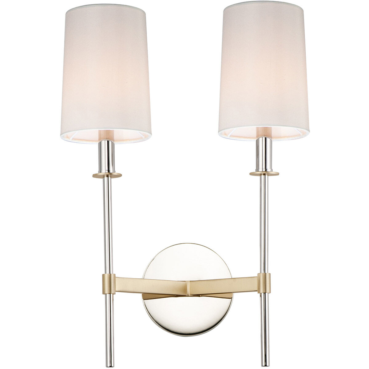 Uptown 2 Light 13 inch Satin Brass/Polished Nickel Wall Sconce Wall Light