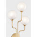 Onyx 3 Light 14 inch Vintage Gold Leaf Wall Sconce Wall Light
