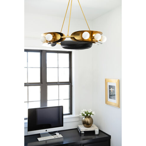 Hopper 9 Light 32 inch Vintage Brass and Bronze Chandelier Ceiling Light