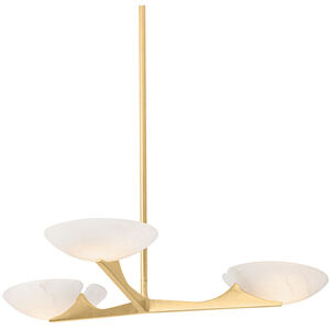 Malachite 3 Light 36.25 inch Vintage Gold Leaf Chandelier Ceiling Light