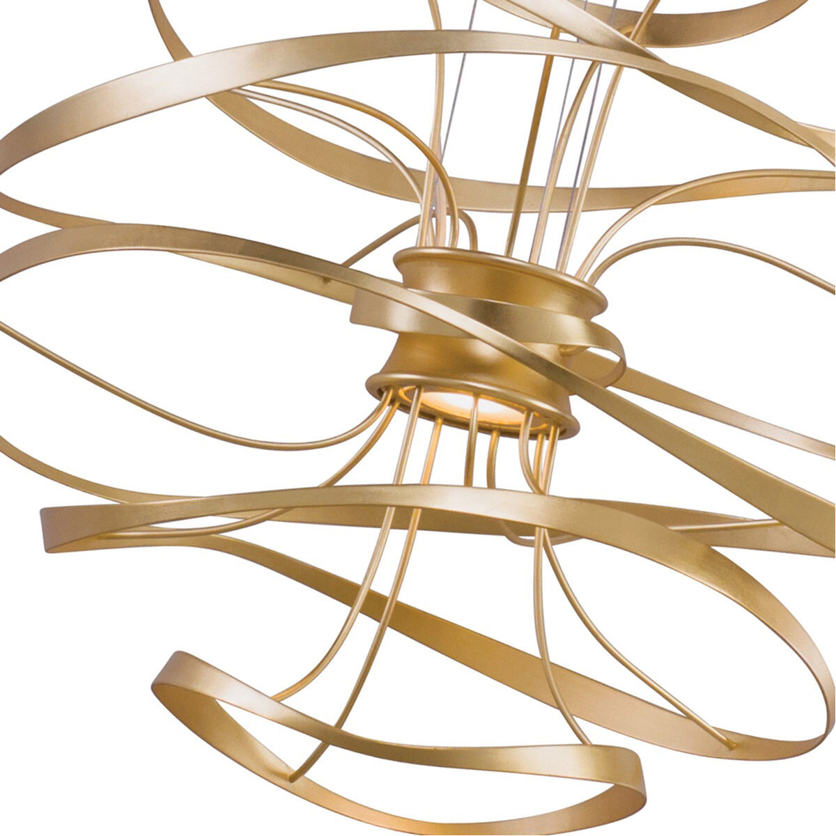 Calligraphy LED 26 inch Gold Leaf with Polished Stainless Accents Pendant Ceiling Light in 24.00