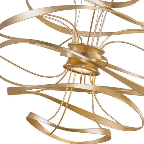 Calligraphy LED 26 inch Gold Leaf with Polished Stainless Accents Pendant Ceiling Light in 24.00