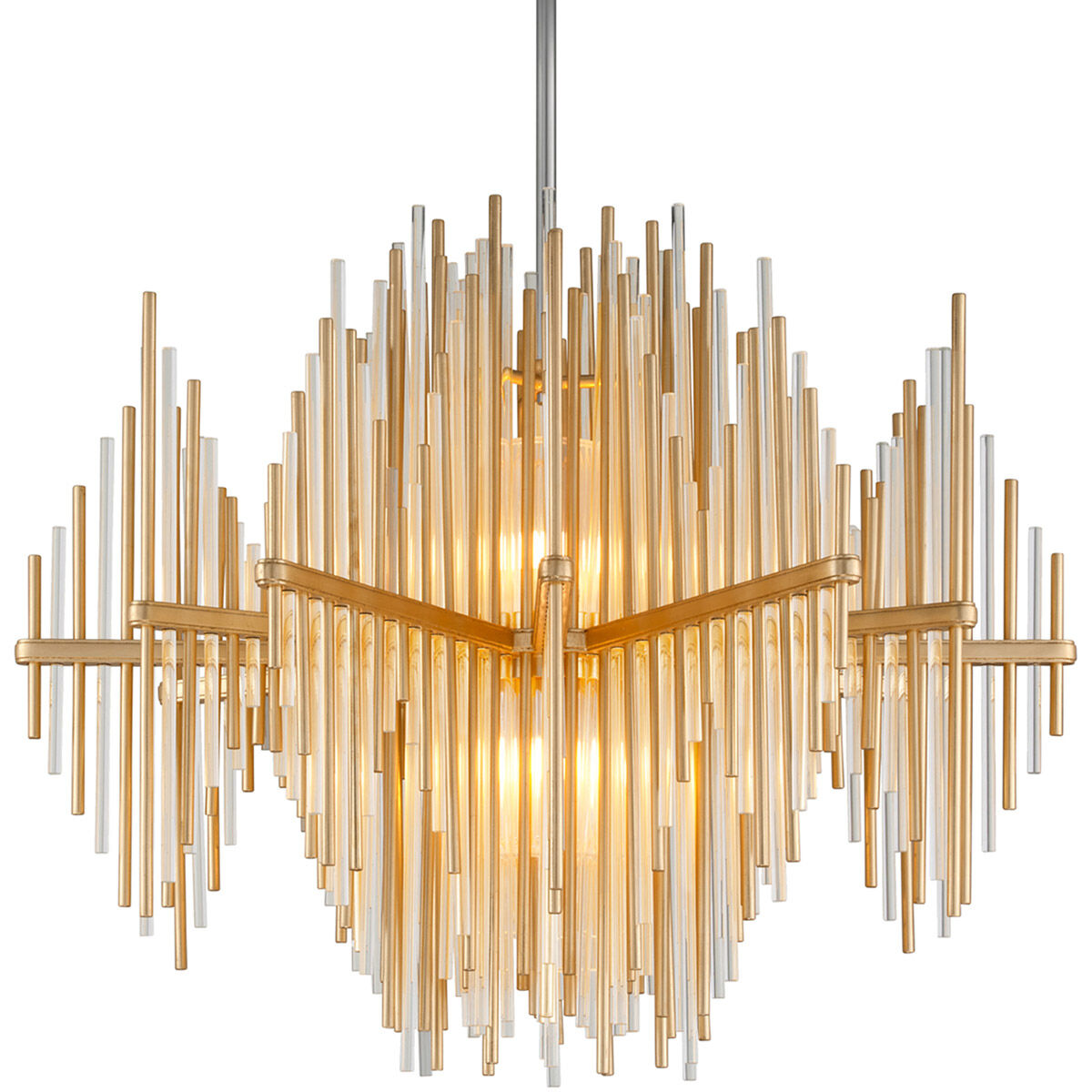 Theory LED 40 inch Gold Leaf with Polished Stainless Pendant Ceiling Light