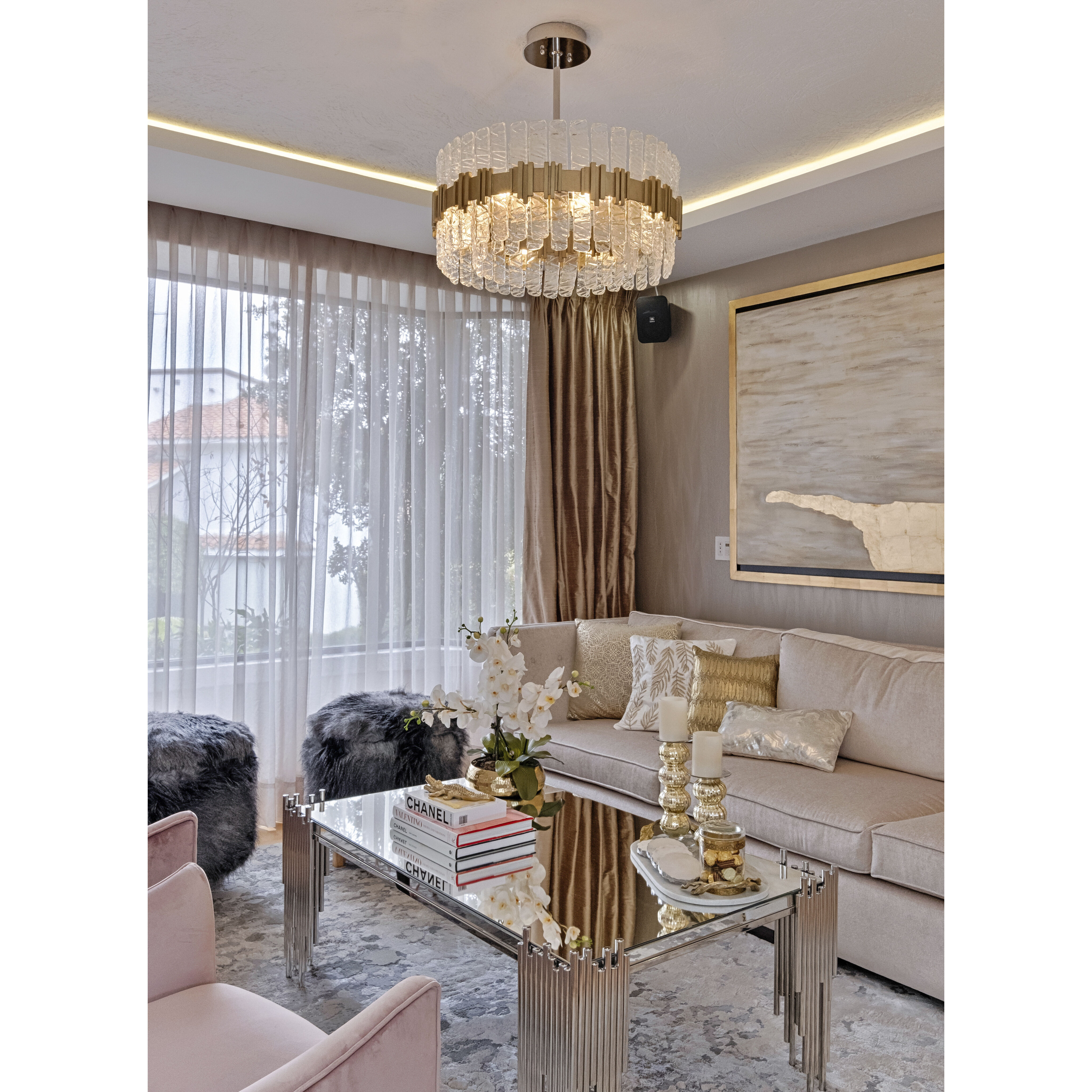 Ciro 8 Light 27.25 inch Warm Silver Leaf Pendant Ceiling Light