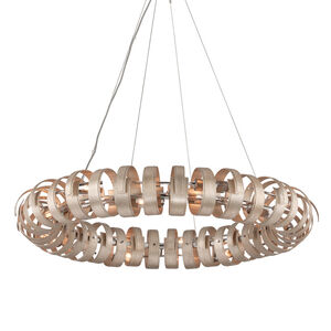 Recoil 14 Light 49 inch Textured Silver Leaf Pendant Ceiling Light