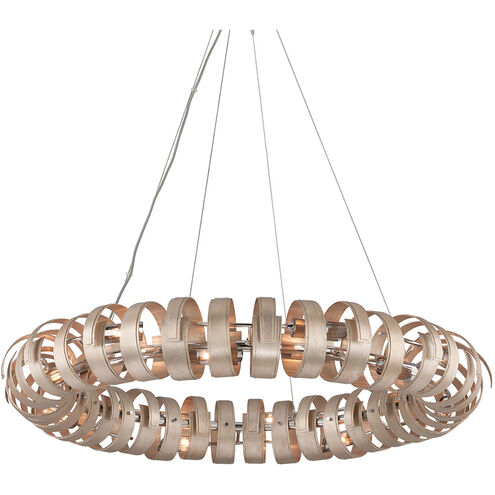 Recoil 14 Light 49 inch Textured Silver Leaf Pendant Ceiling Light