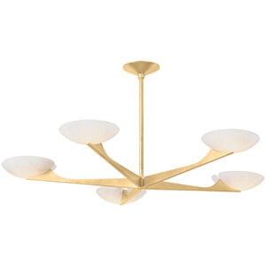 Malachite 5 Light 52 inch Vintage Gold Leaf Chandelier Ceiling Light