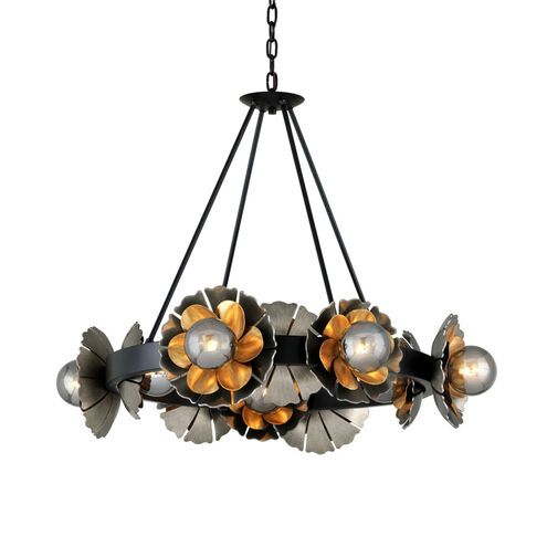 Magic Garden 10 Light 34 inch Black Graphite and Bronze Leaf Chandelier Ceiling Light