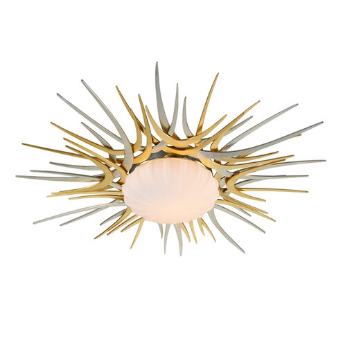 Helios LED 38 inch Silver and Gold Leaf Flush Mount Ceiling Light