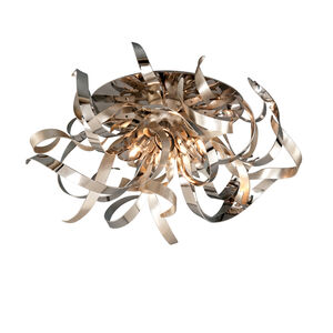 Graffiti 4 Light 24 inch Silver Leaf with Polished Stainless Accents Semi-Flush Mount Ceiling Light