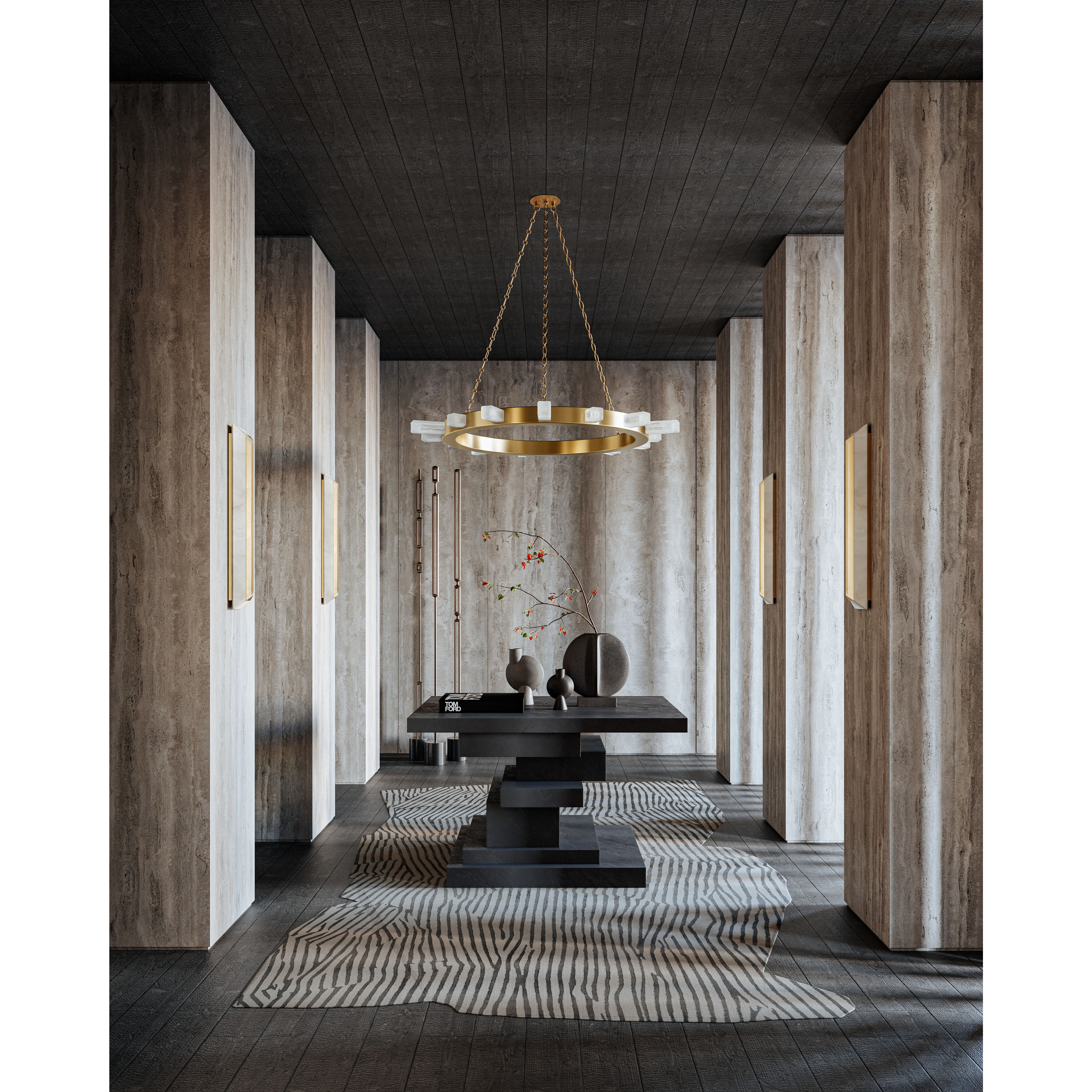 Citrine LED 48.5 inch Vintage Brass Chandelier Ceiling Light