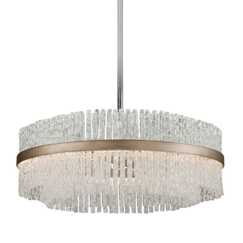 Chime 12 Light 36 inch Silver Leaf with Polished Stainless Accents Pendant Ceiling Light