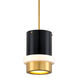 Beckenham 1 Light 11 inch Vintage Polished Brass/Black Pendant Ceiling Light