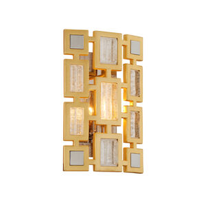 Motif 1 Light 9 inch Gold Leaf with Polished Stainless Accents ADA Wall Sconce Wall Light