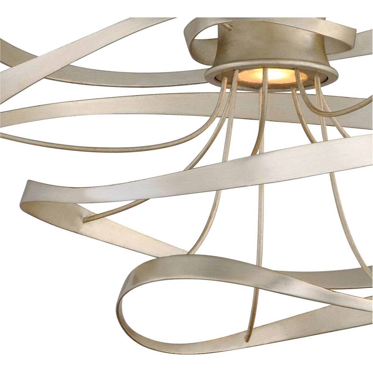 Calligraphy LED 18 inch Silver Leaf with Polished Stainless Accents Pendant Ceiling Light in 16.50