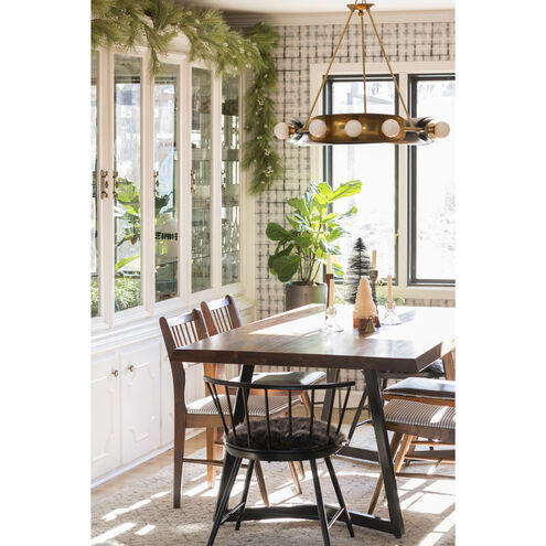 Hopper 9 Light 32 inch Vintage Brass and Bronze Chandelier Ceiling Light