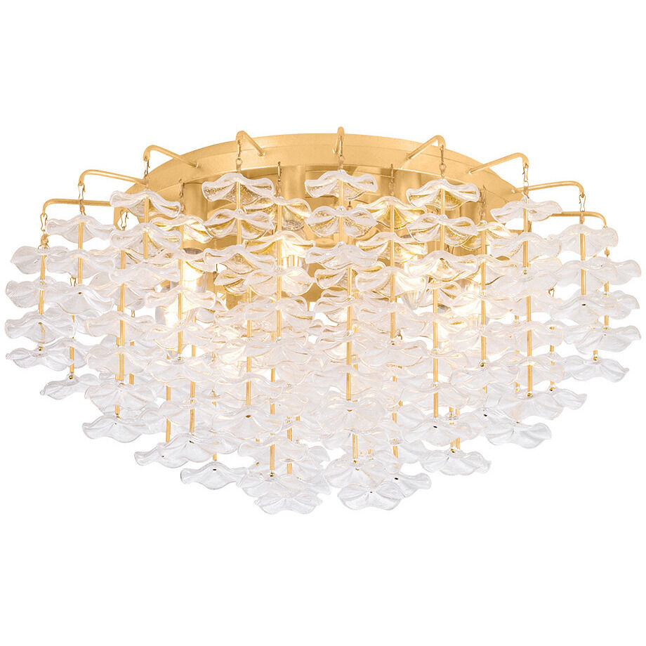 Alsace 8 Light 24 inch Vintage Gold Leaf Semi Flush Ceiling Light