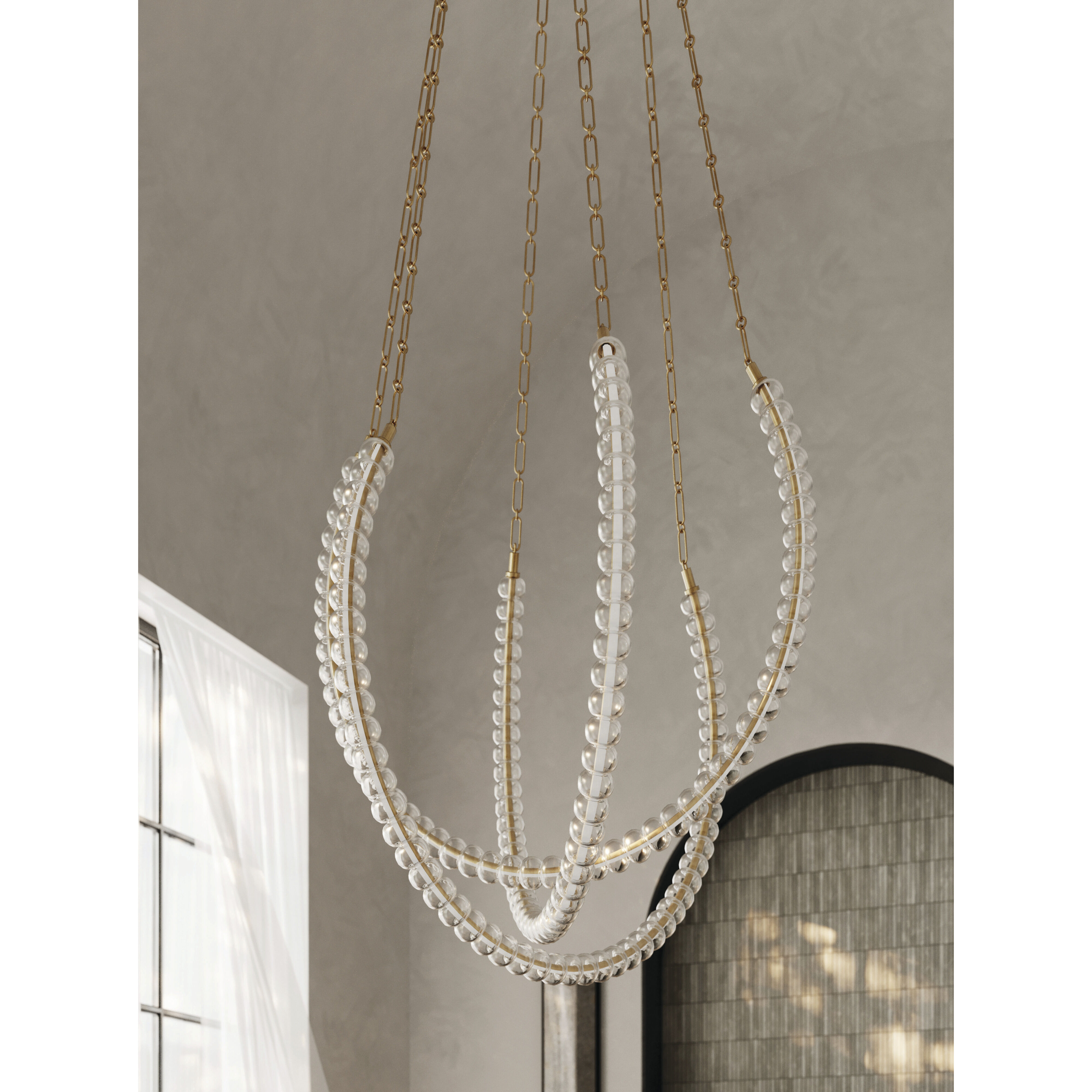 Zire Nine Light Chandelier in Satin Brass