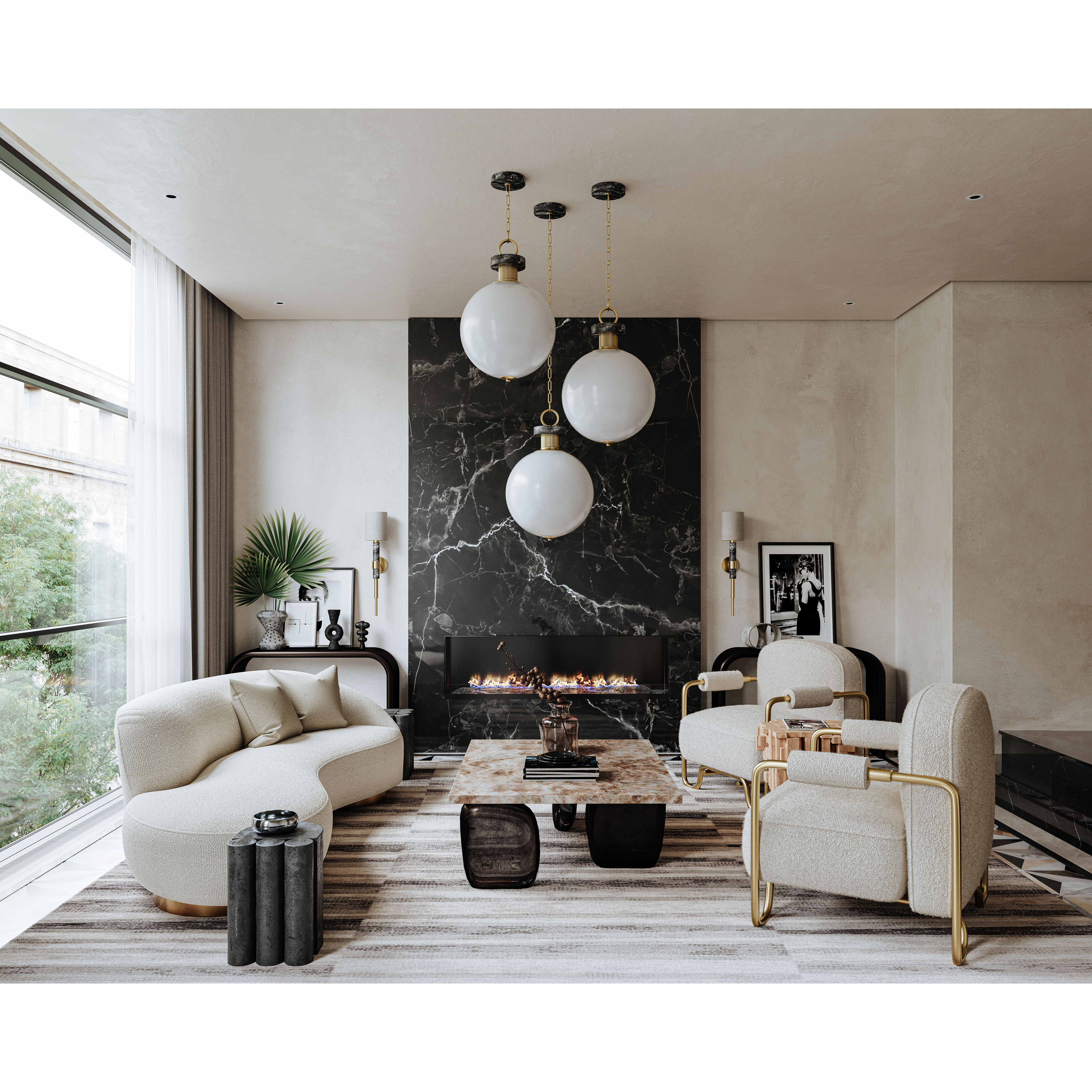 Solstice 1 Light 7 inch Vintage Brass & Black Marble Wall Sconce Wall Light