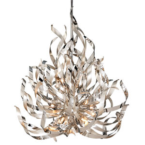 Graffiti 12 Light 44 inch Silver Leaf and Polished Stainless Pendant Ceiling Light in 48.00