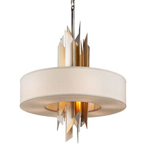 Modernist 8 Light 34 inch Polished Stainless with Silver and Gold Leaf Pendant Ceiling Light 