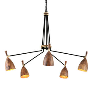 Utopia LED 51 inch Satin Black and Polished Brass Chandelier Ceiling Light