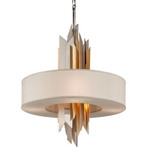 Modernist 6 Light 28 inch Stainless Steel/Warm Silver Leaf/Gold Leaf Pendant Ceiling Light