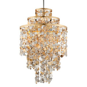 Ambrosia 32 inch Gold and Silver Leaf Pendant Ceiling Light