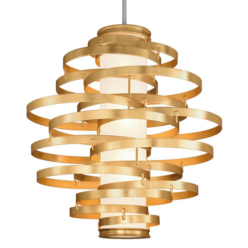 Vertigo 3 Light 45 inch Gold Leaf with Polished Stainless Accents Pendant Ceiling Light