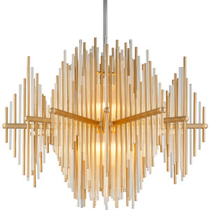 Theory 2 Light 40 inch Gold Leaf/Stainless Steel Chandelier Ceiling Light