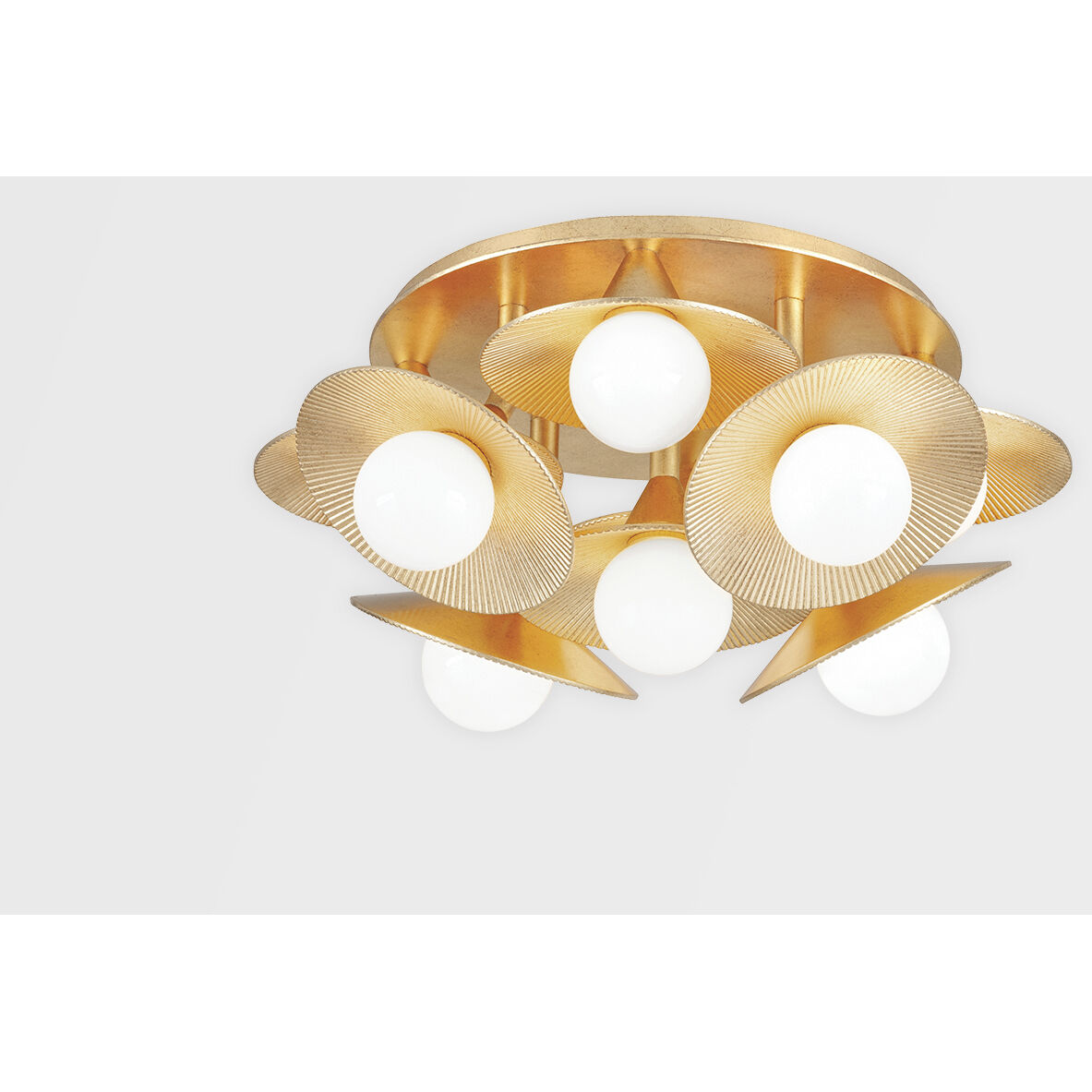 Emerald 9 Light 18 inch Vintage Gold Leaf Semi Flush Mount Ceiling Light