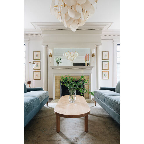 Serenity 1 Light 40 inch Gold Leaf and Polished Stainless Chandelier Ceiling Light