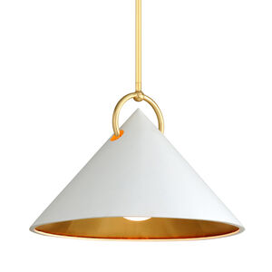 Charm 1 Light 23 inch White and Gold Leaf Pendant Ceiling Light