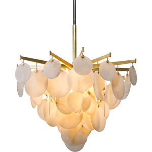 Serenity 1 Light 34 inch Gold Leaf with Stainless Steel Chandelier Ceiling Light