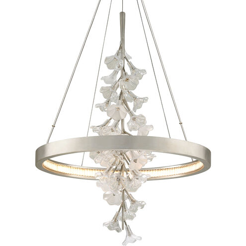 Jasmine LED 28 inch Silver Leaf Chandelier Ceiling Light