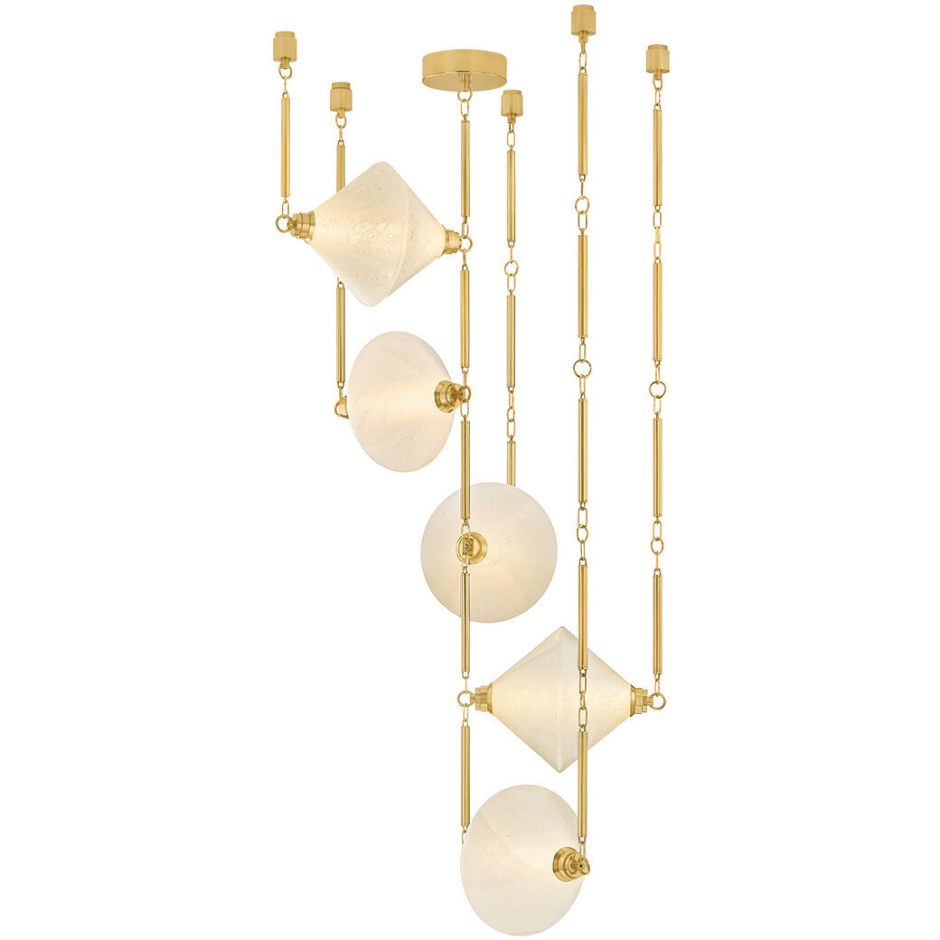Solara LED 32.75 inch Vintage Polished Brass Chandelier Ceiling Light