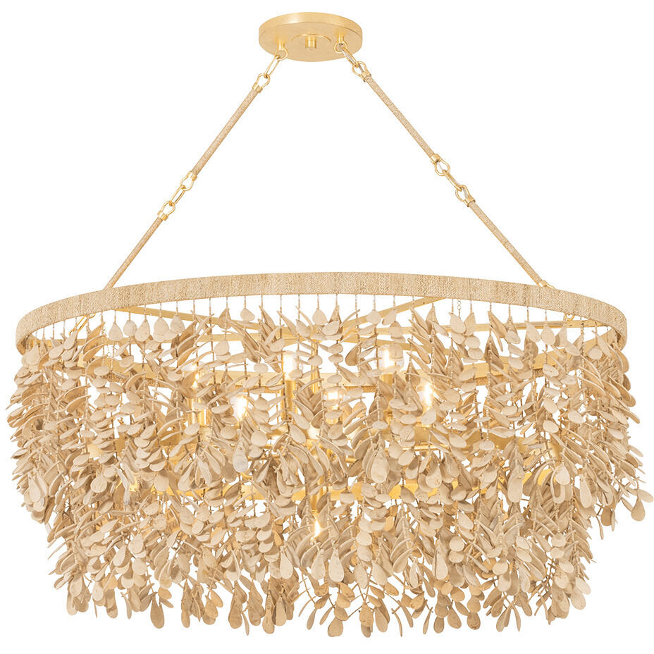 Naxos 9 Light 42 inch Vintage Gold Leaf Linear Ceiling Light