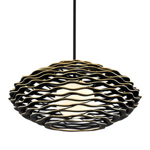 Luma 1 Light 40 inch Textured Black with Gold Leaf Highlight Pendant Ceiling Light